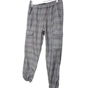 Sanctuary Commander Casual Cargo Black White Plaid Jogger Pants S